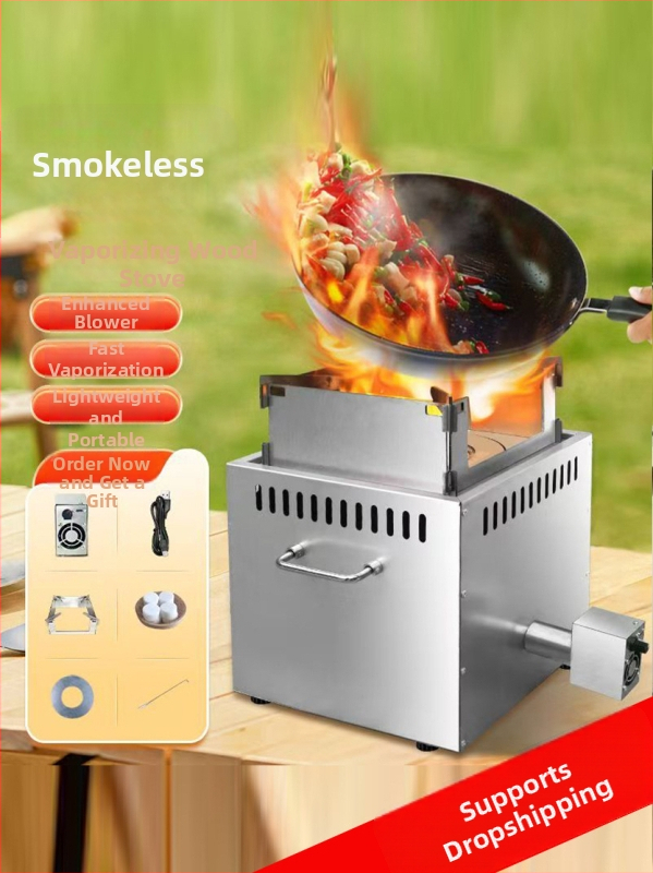 Sobă cu gazificare din lemn, fără fum, portabilă pentru camping în aer liber și călătorii (Brand: Jaline; Categorie: sobă pe gaz)