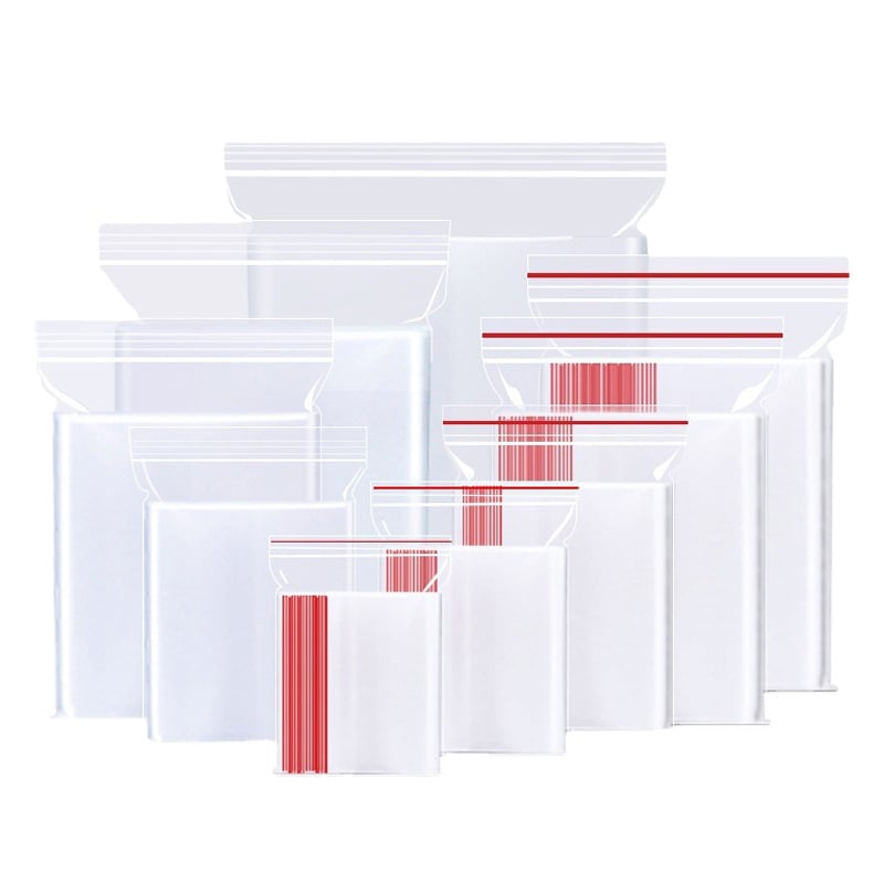 Önzáró, átlátszó tároló tasak kozmetikai csomagoláshoz, PE anyag, General Packaging márka, záródási hossz 6/8/10/12/13