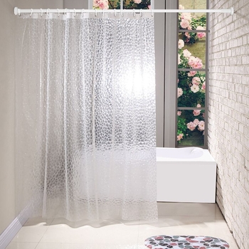 Cortină de duș cu design 3D Water Cube, semi-transparentă, impermeabilă, antimucegai, material EVA