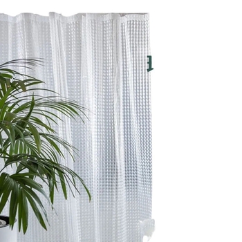 Cortină de duș cu design 3D Water Cube, semi-transparentă, impermeabilă, antimucegai, material EVA