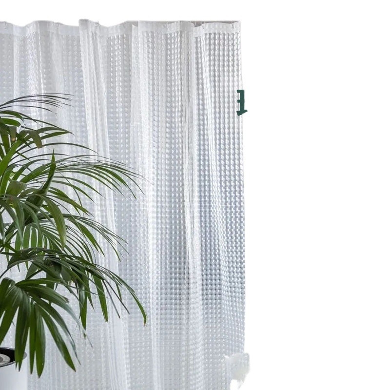 Cortină de duș cu design 3D Water Cube, semi-transparentă, impermeabilă, antimucegai, material EVA