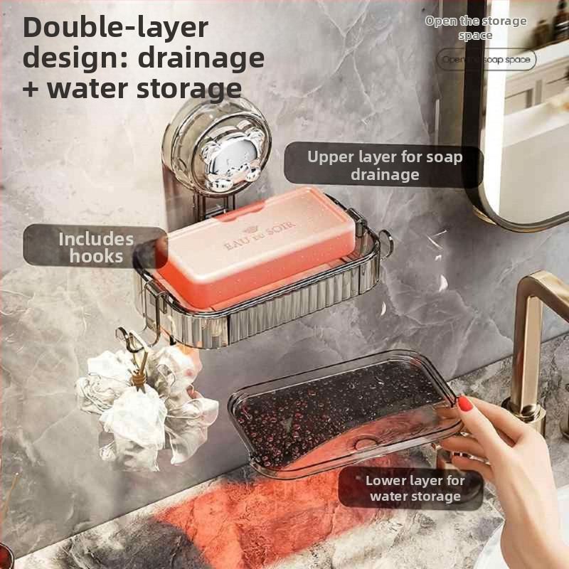 Držiak na mydlo so sacou na stenu, bez vrtania, plastový, 200 ks v balení