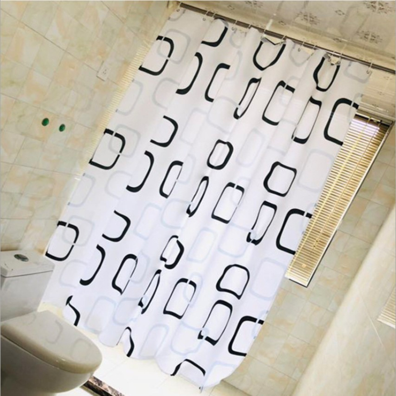 Draperie de duș din poliester cu imprimeu geometric minimalist, impermeabilă și rezistentă la mucegai, țesătură îngroșată