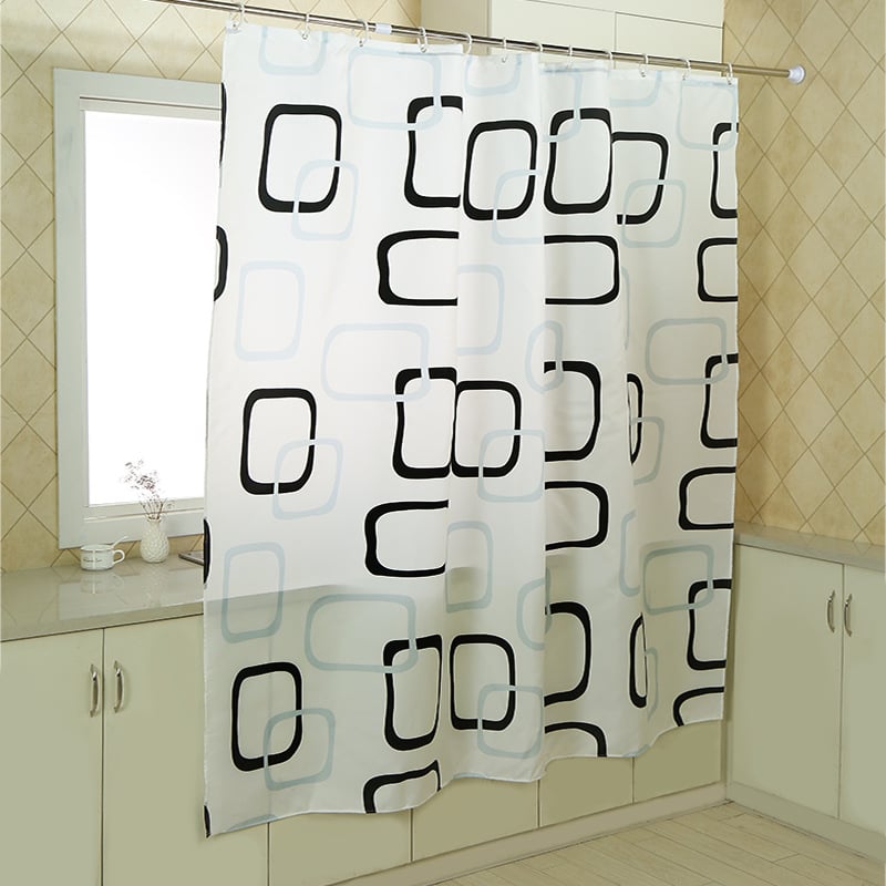 Draperie de duș din poliester cu imprimeu geometric minimalist, impermeabilă și rezistentă la mucegai, țesătură îngroșată