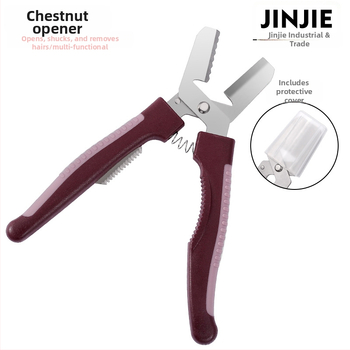 Nerezová oceľová súprava na ošúpanie gaštanov a vlašských orechov – tri v jednej, moderný minimalistický dizajn, tlačené logo