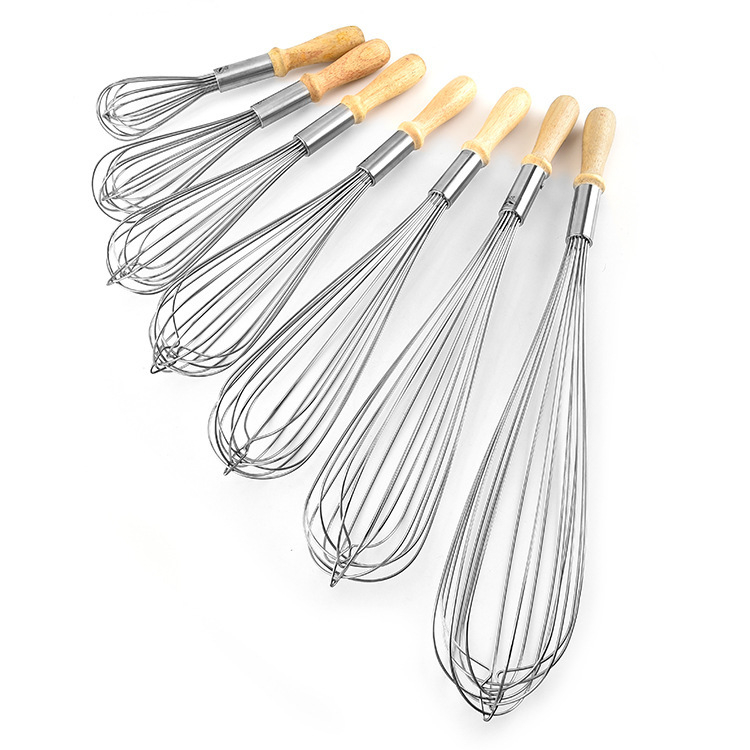 Pjenjača za jaja od nehrđajućeg čelika s drvenom drškom – ručna, moguć otisak loga, bez električne energije (nehrđajući čelik; drvena drška; ručna; moguć otisak loga; bez električne energije)