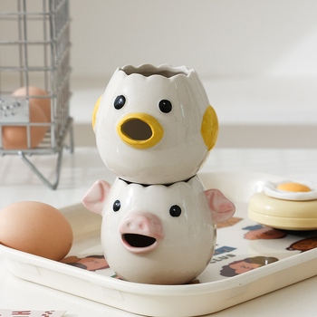 Двоен разделител за белтъци и жълтъци, метален кухненски инструмент с карикатурен дизайн, ръчно управление, възможност за персонализирано лого.