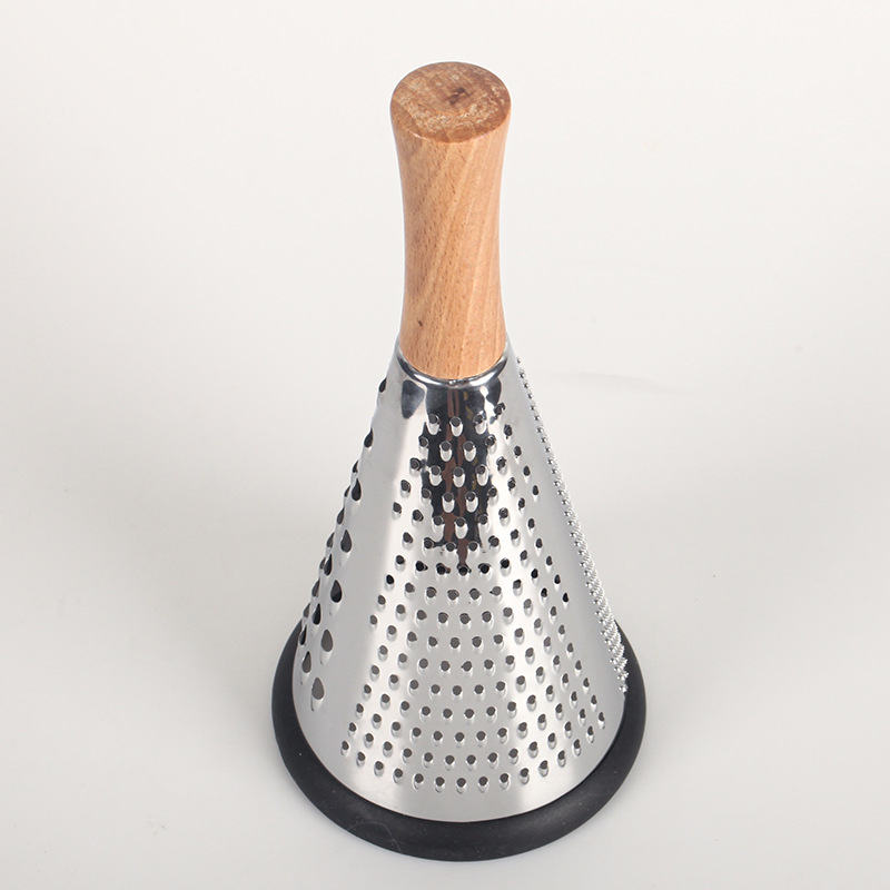 Naribac za sir i povrće s drvenim držalom – konusnog oblika od nehrđajućeg čelika, ručni rad, višenamjenski kuhinjski alat
