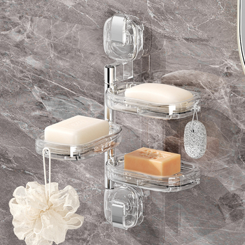 Forgatható szappontartó falra szerelve, szívófejű, csöpögtetővel, fúrás nélkül