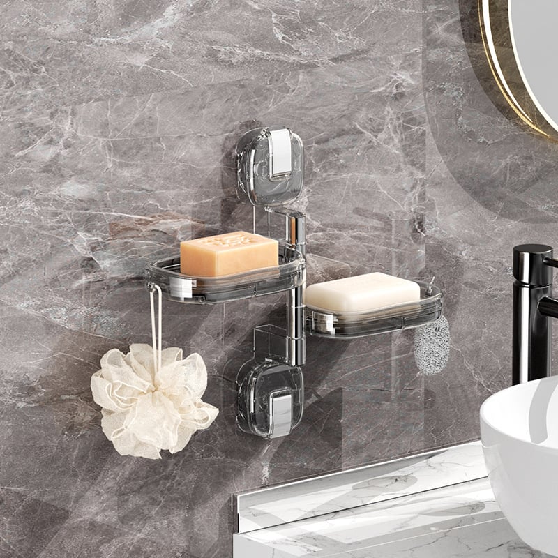 Forgatható szappontartó falra szerelve, szívófejű, csöpögtetővel, fúrás nélkül