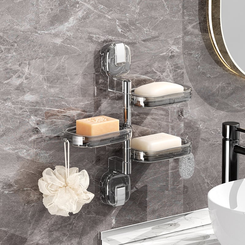 Forgatható szappontartó falra szerelve, szívófejű, csöpögtetővel, fúrás nélkül