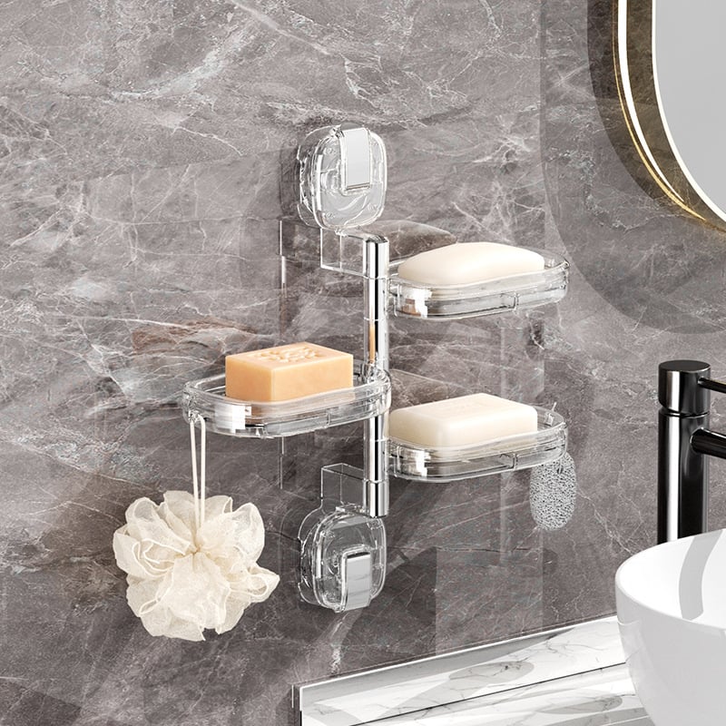 Forgatható szappontartó falra szerelve, szívófejű, csöpögtetővel, fúrás nélkül