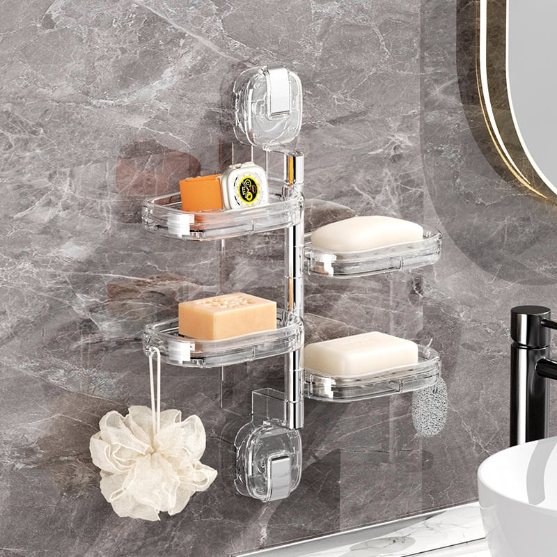 Forgatható szappontartó falra szerelve, szívófejű, csöpögtetővel, fúrás nélkül