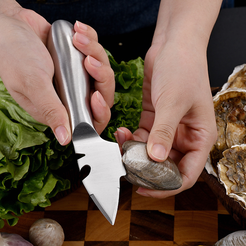 Osztriga kés és kagylóhéj nyitó – vastagított teljes acél egyrészes kialakítás, rozsdamentes acél, minimalist stílus; logó nyomtatás elérhető, testreszabás