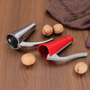 Separator de nuci din aluminiu cu mâner lung, pâlnie și clemă verticală, logo inclus