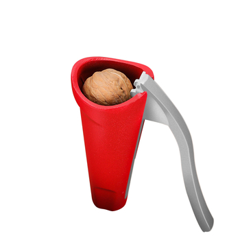 Separator de nuci din aluminiu cu mâner lung, pâlnie și clemă verticală, logo inclus