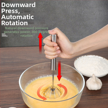 Nerezová ručná metlička na vajcia - bez elektriny, poloautomatická, na domáce použitie