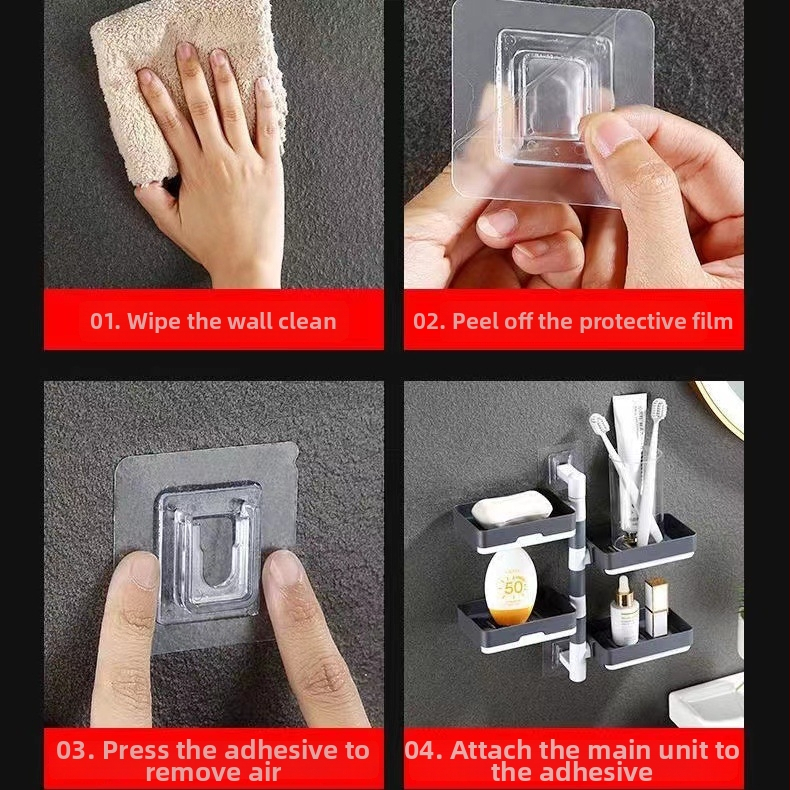 Nástenný držiak na mydlo s prisavkou, otočný, 3-podlažný alebo 1-podlažný, z plastu, balené 120 ks