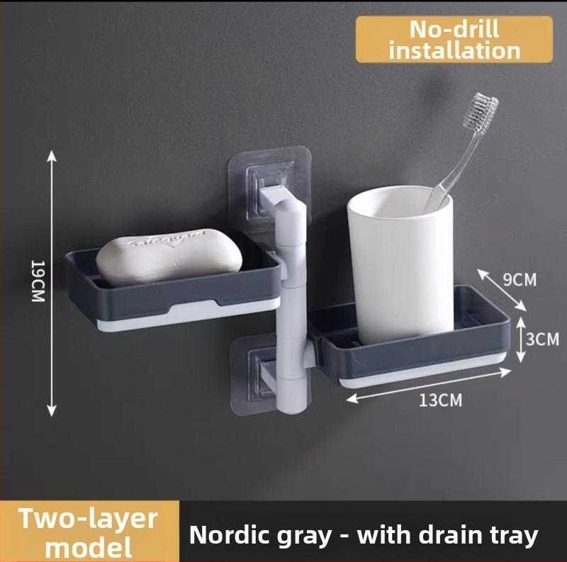 Nástenný držiak na mydlo s prisavkou, otočný, 3-podlažný alebo 1-podlažný, z plastu, balené 120 ks