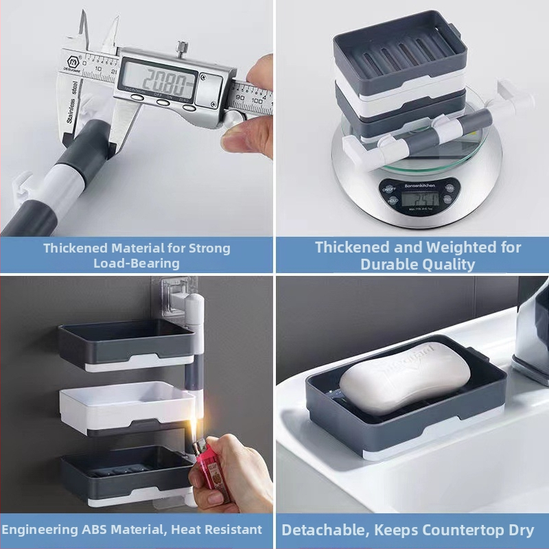 Nástenný držiak na mydlo s prisavkou, otočný, 3-podlažný alebo 1-podlažný, z plastu, balené 120 ks