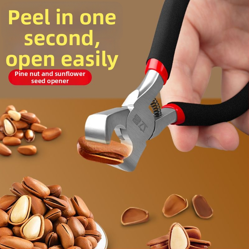 Louskáč na borovicové oriešky – nástroj s upínacím mechanizmom z ocele s vysokým obsahom uhlíka