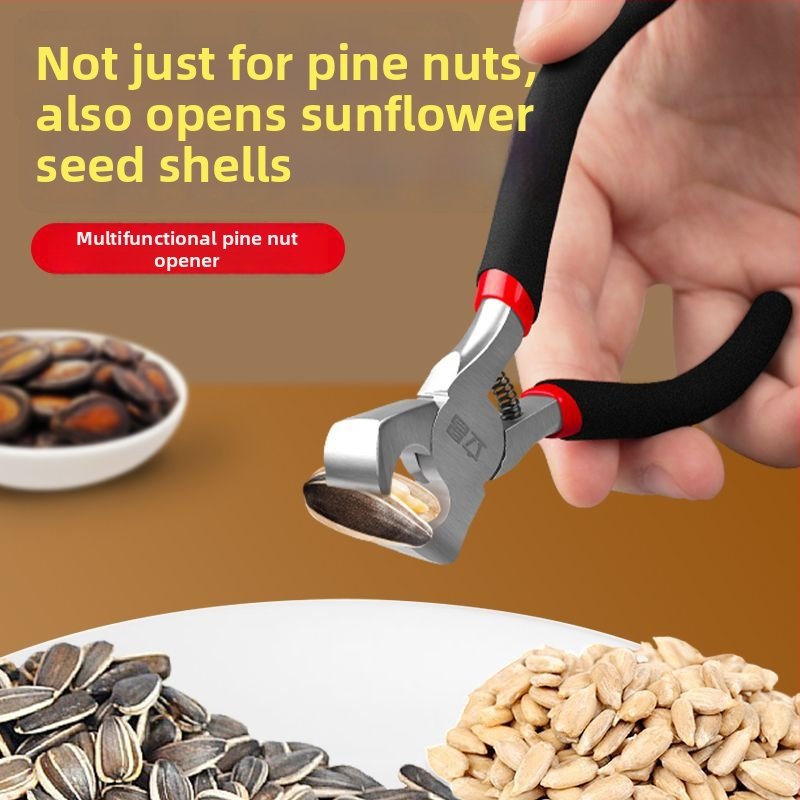 Louskáč na borovicové oriešky – nástroj s upínacím mechanizmom z ocele s vysokým obsahom uhlíka