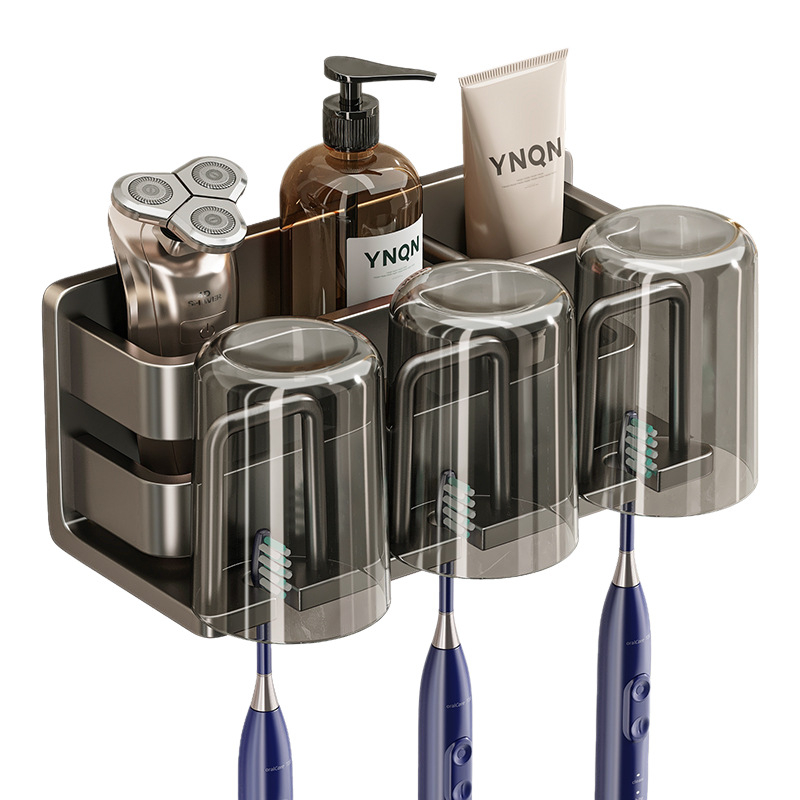 Suport pentru periute – oțel inoxidabil, montaj pe perete fără găuri, suport pentru pahare de gură, Youqin