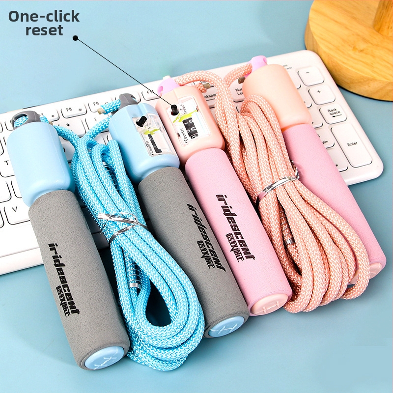 Dječje skakačko uže s pjenastim držačima, s brojačem, podesivo, PP materijal