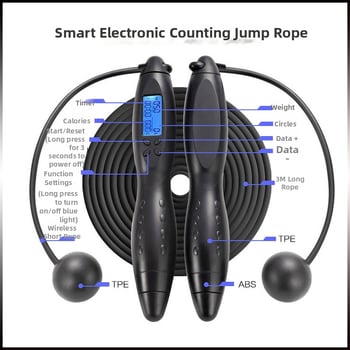 Jump graceful coardă de sărituri fără fir cu numărătoare inteligentă pentru adulți, ABS, 3 specificații, echipament de fitness