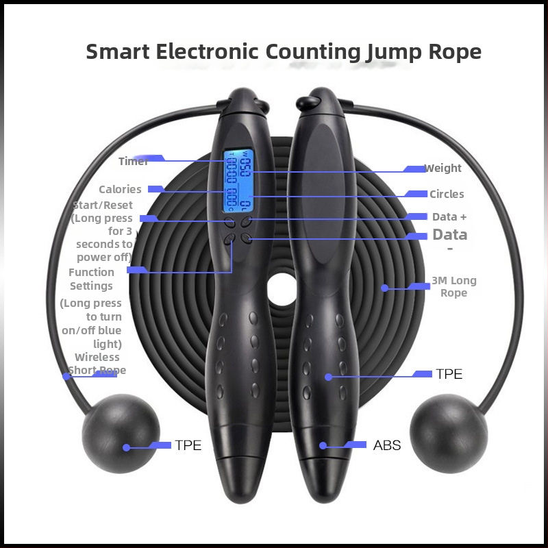 Jump graceful coardă de sărituri fără fir cu numărătoare inteligentă pentru adulți, ABS, 3 specificații, echipament de fitness