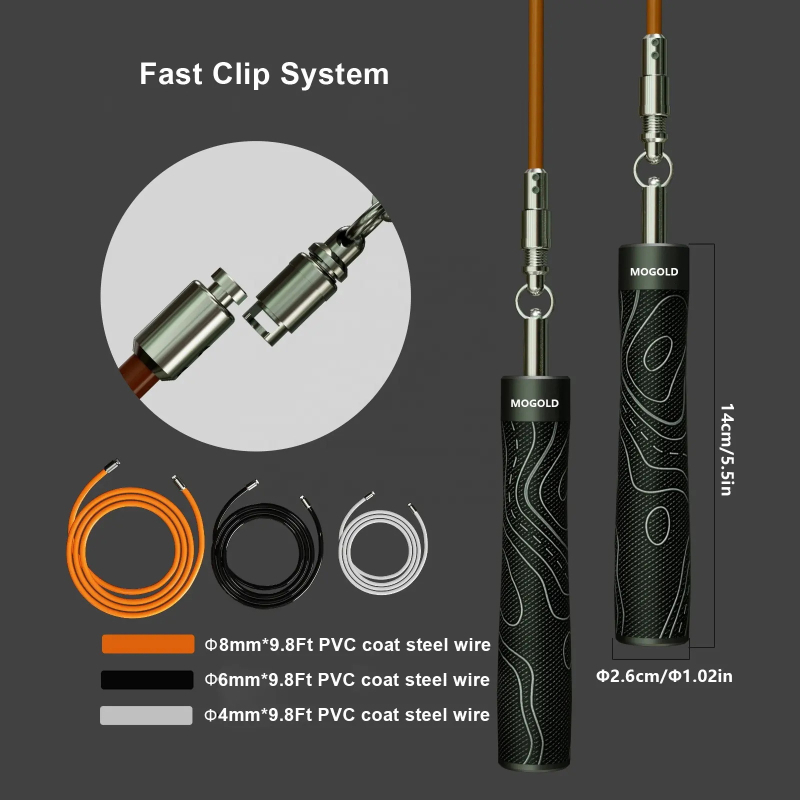 Coardă de sărit cu MOGOLD, PVC, trei fire, cataramă reglabilă, pentru fitness și frumusețe