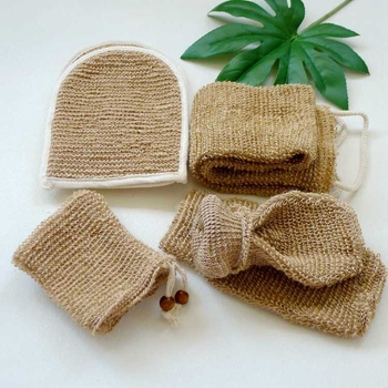 Fox set prosoape de baie din ramie și iută, cu curea pentru spate și prosop de baie din bumbac-lin, personalizabil