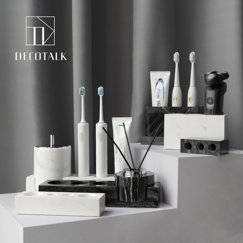 Márvány fogkefetartó, fúrás nélküli rögzítés, nordic stílus, DecoTalk