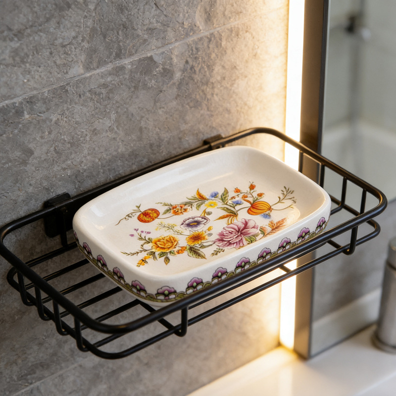 Keramički poslužavnik za sapun u europskom stilu s odvodom, mogućnost tiska logotipa, luksuzan izgled