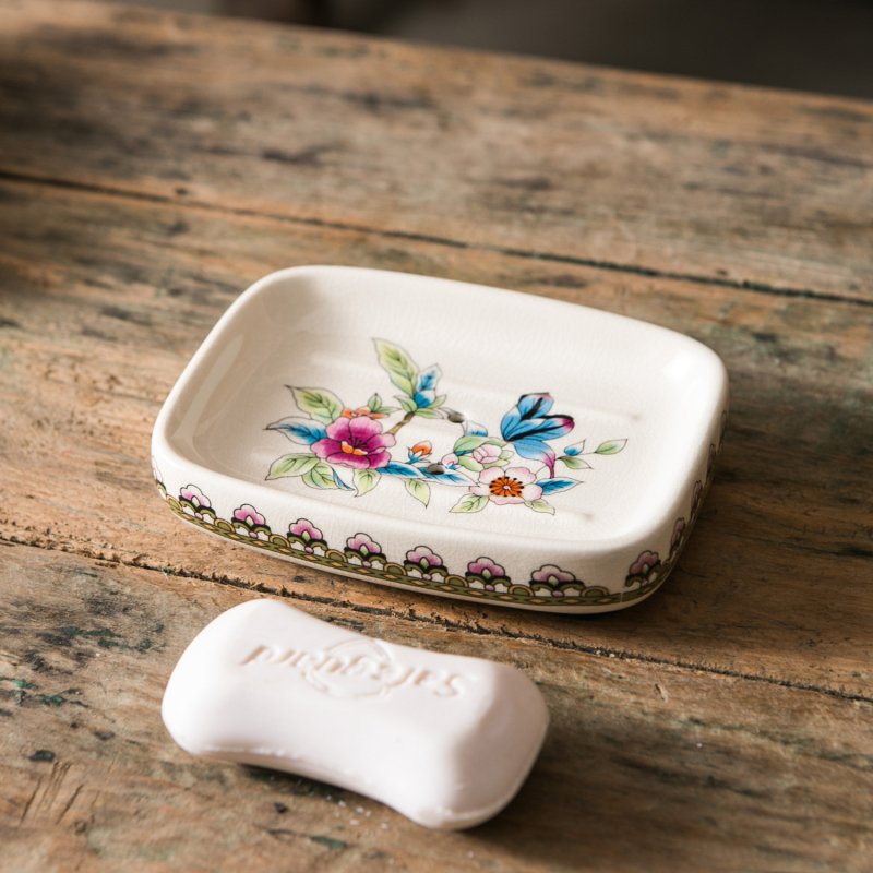 Keramički poslužavnik za sapun u europskom stilu s odvodom, mogućnost tiska logotipa, luksuzan izgled