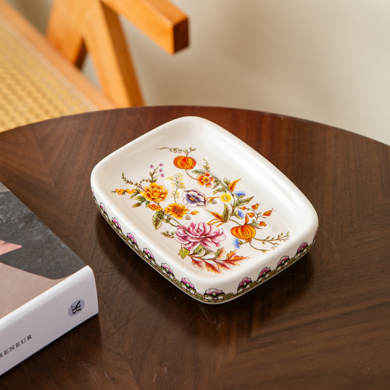 Keramički poslužavnik za sapun u europskom stilu s odvodom, mogućnost tiska logotipa, luksuzan izgled