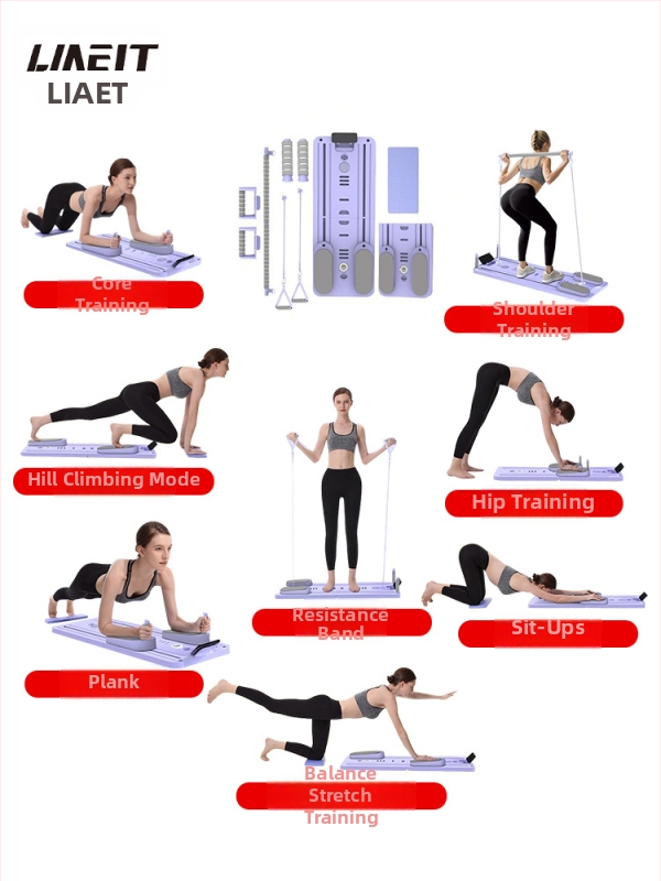 Brušný koliesko, skladateľné tiché fitnes zariadenie na Pilates, 4-in-1/6-in-1, pre domáce a kancelárske použitie, hmotnosť 6 kg