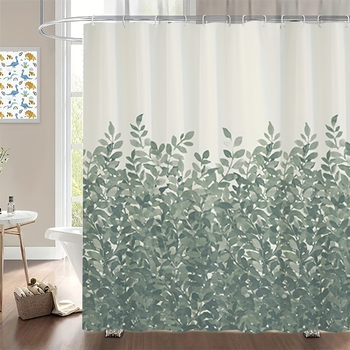 Muqing cortină de duș PEVA cu model plante verzi, decor impermeabil pentru baie