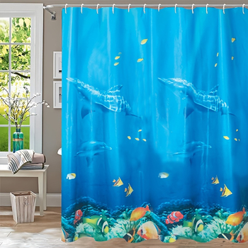 Muqing cortină de duș PEVA cu model plante verzi, decor impermeabil pentru baie