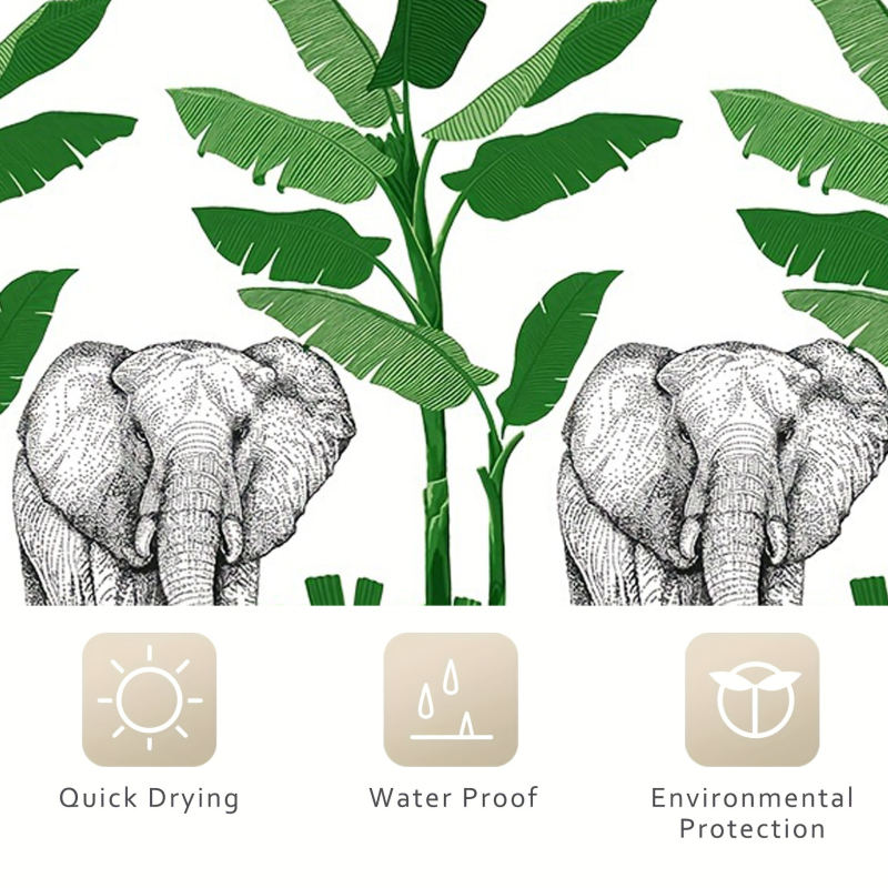 Muqing cortină de duș PEVA cu model plante verzi, decor impermeabil pentru baie