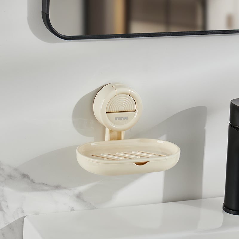 Cutie de săpun montată pe perete, cu ventuză, transparentă, cu două niveluri, pentru drenaj