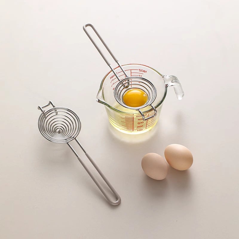 Tojásfehérje szeparáló – fémből készült kézi szűrő a tojásfehérje és a sárgája szétválasztásához, modell B9902-HWQ (fém, kézi, nem elektromos)
