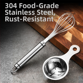 Ručný metlička na vajcia z 304 nerezovej ocele – metlička na šľahanie vajec a separátor bielkovín