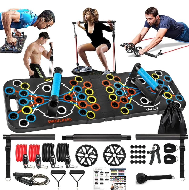 Family Višenamjenska daska za sklekove s kotačem za trbuh – kućni trening, sklopiva, model 054, težina 4,02 kg