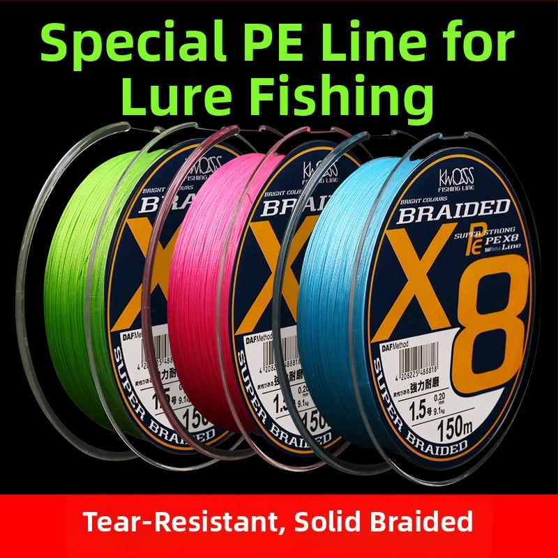 KWDISS linie de pescuit PE, linie principală împletită cu 8 fire, puternică, pachet de 200