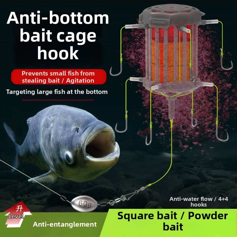 Set za pecanje na dnu s eksplozivnim udicama i velikom kutijom za mamac, 8 udica, br. 12