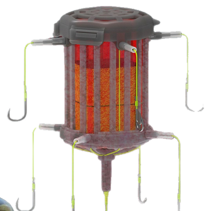 Set za pecanje na dnu s eksplozivnim udicama i velikom kutijom za mamac, 8 udica, br. 12