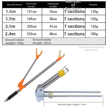 Keenio - Držač za štapove od nehrđajućeg čelika, teleskopski, dvostruke namjene, sklopiv
