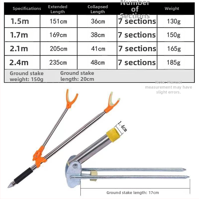 Keenio - Držač za štapove od nehrđajućeg čelika, teleskopski, dvostruke namjene, sklopiv