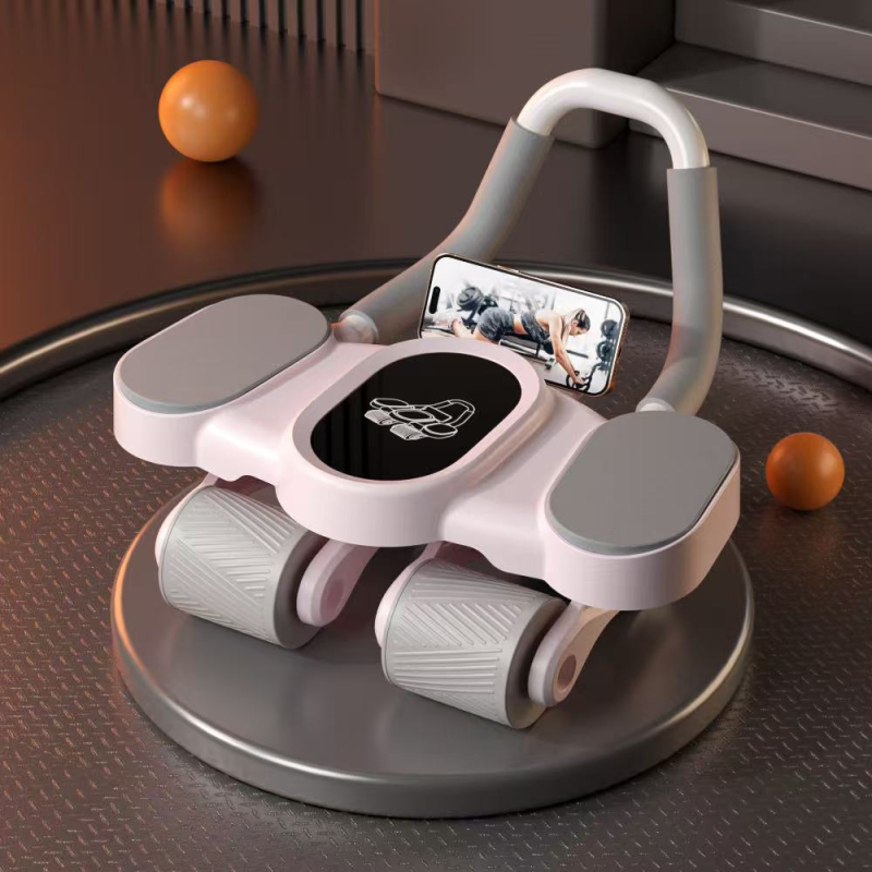 Rulou abdominal cu revenire automată, rolă fitness cu patru roți pentru bărbați și femei, fără pliere, 1,8 kg, pentru birou și acasă